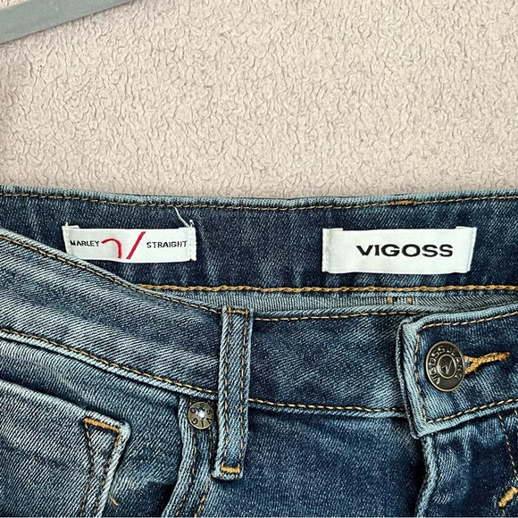 Vigoss Marley Straight Leg Mid-Rise Jeans-Blur Distressed Denim-Women’s 28-NEW - Picture 5 of 14